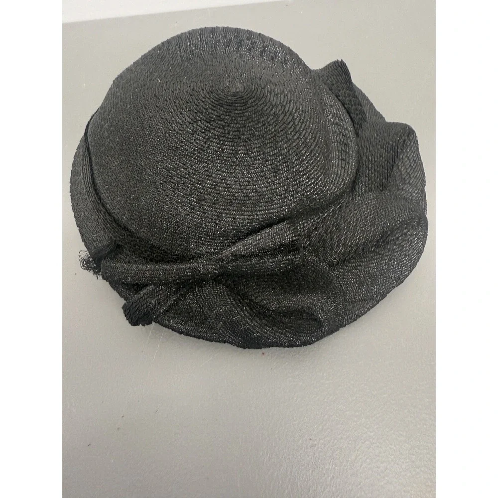 Vintage Hat 1950s Form‎ Style Black Woven Unbranded #24